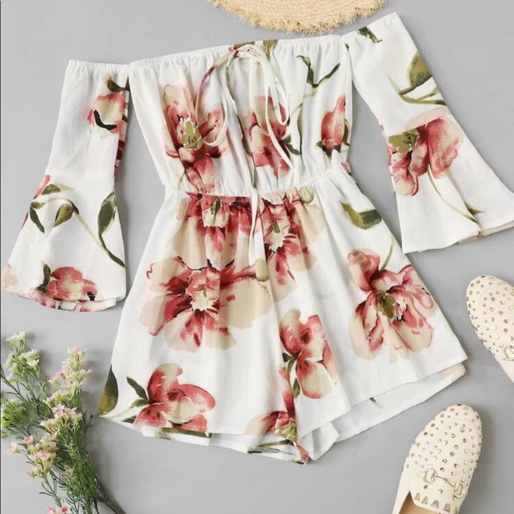 COPY - SHEIN floral off the shoulder romper